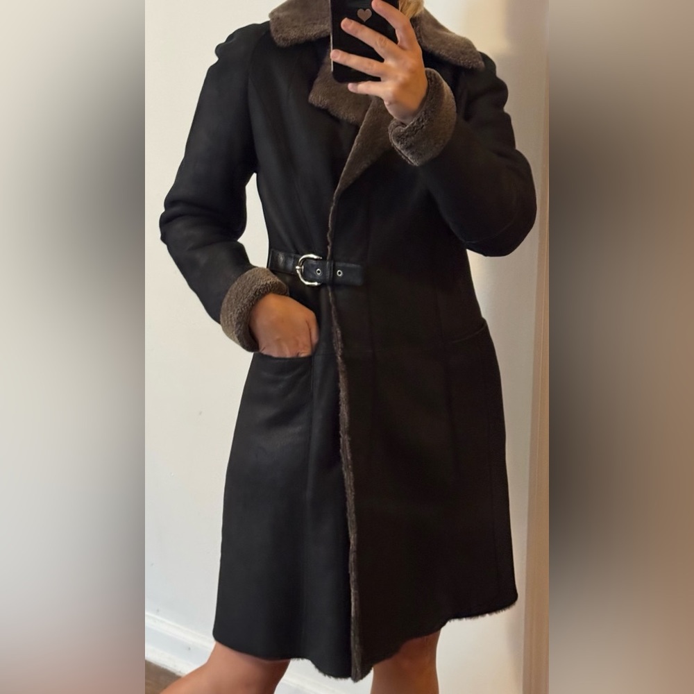 Women's Black Tuzzi Italian sheepskin Shearling Coat